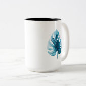 水カッコいい色熱帯モンステラブルーリーフ ツートーンマグカップ (正面右)