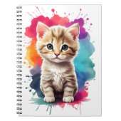 水カラスプラッシュアートキュートキットン（ばちゃばちゃ）跳ねる絵を描 ノートブック (正面)