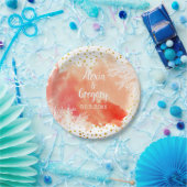 水カラスプラッシュコーラルリーフ金ゴールド結婚紙吹雪 ペーパープレート (パーティー)