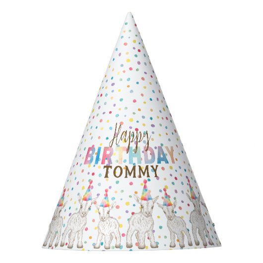 水カラパステルヤギのねずみ動物園誕生日 パーティーハット (正面)