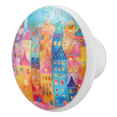 水カラフルお洒落色の街並み セラミックノブ (右)