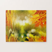 水カラフルに反射する紅葉2 ジグソーパズル (横)