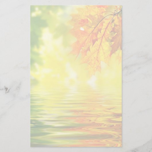 水カラフルに反射する紅葉 便箋 (正面)