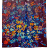 水カラフルに浮かぶ秋のカエデ シャワーカーテン (正面)