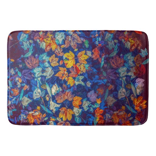 水カラフルに浮かぶ秋のカエデ バスマット (正面)