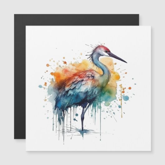 水カラフルに立つ鶴 (正面/裏面)