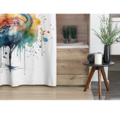 水カラフルに立つ鶴 シャワーカーテン