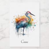 水カラフルに立つ鶴 フードラベル (シングルラベル)