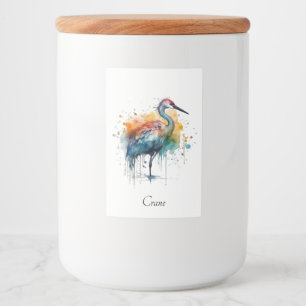 水カラフルに立つ鶴 フードラベル