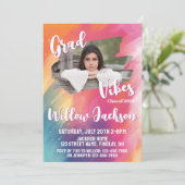 水カラフルアート彩卒業パーティーの写真 招待状 (スタンド正面)