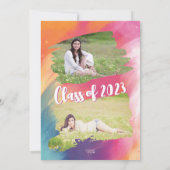 水カラフルアート彩卒業パーティーの写真 招待状 (裏面)