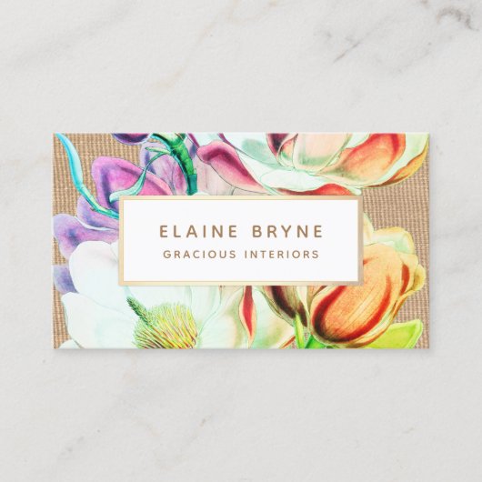 水カラフルエレガント色マグノリア 名刺 (正面)