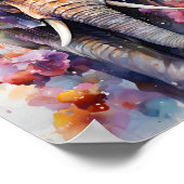 水カラフルクール色絵画野象 ポスター (角)