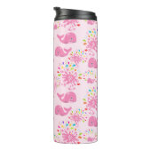 水カラフルスプラッシュピンクホエールモノグラム模様 タンブラー (回転右)