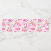 水カラフルスプラッシュピンクホエールモノグラム模様 ペットボトルラベル (シングルラベル)