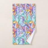 水カラフル上海水彩浴タオルセット バスタオルセット (ハンドタオル)