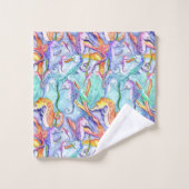 水カラフル上海水彩浴タオルセット バスタオルセット (ウォッシュタオル)