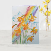 水カラフル仙虹の水彩 カード (黄色い花)