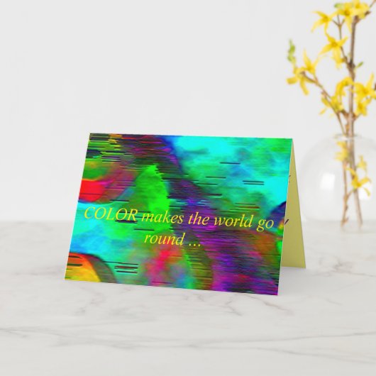 「水カラフル壁」 5 x 7グリーティングカード カード (黄色い花)