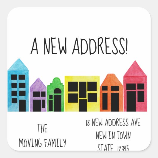 水カラフル彩住宅封筒用シール スクエアシール (正面)