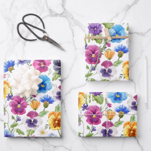 水カラフル彩園花 ラッピングペーパーシート (正面)