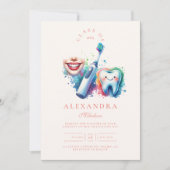 水カラフル彩歯科医の卒業 招待状 (正面)