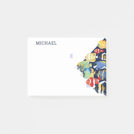 水カラフル彩海魚パーソナライズされた名 ポストイット (正面)