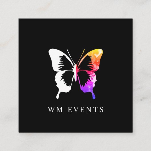 水カラフル彩白蝶 スクエア名刺 (正面)