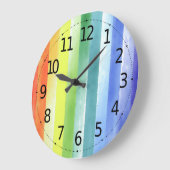 水カラフル彩縦虹模様 | ラージ壁時計 (傾斜)
