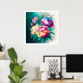 水カラフル彩美しい花3枚ポスター ポスター (ホームオフィス)