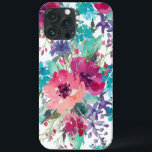 水カラフル彩花模様 iPhone 13 PRO MAXケース<br><div class="desc">そしてスタイリッシュ、この人気があるフローラデザインはピンク、プリン、ブルーの水色の花を特徴としている。この美し誇りを持ったいケースでケータイを見せびらかすよ鮮やかうだ！</div>