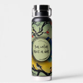 水カラフル日本の色自然シーンバード ウォーターボトル (背面)