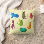 水カラフル熱狂する色の猫 クッション (ブランケット)