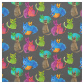 水カラフル熱狂する色の猫 ファブリック (見本)