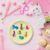 水カラフル熱狂する色の猫 ペーパープレート (パーティー)