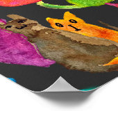 水カラフル熱狂する色の猫 ポスター (角)