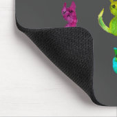 水カラフル熱狂する色の猫 マウスパッド (コーナー)