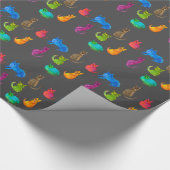 水カラフル熱狂する色の猫 ラッピングペーパー (角)