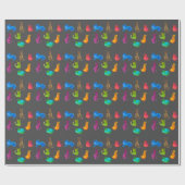 水カラフル熱狂する色の猫 ラッピングペーパー (フラット)