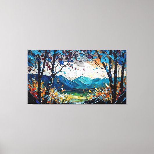 水カラフル絵を描の風景 キャンバスプリント (正面)