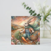 水カラフル色うさぎニンジン収穫イースター シーズンカード (スタンド正面)