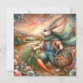 水カラフル色うさぎニンジン収穫イースター シーズンカード (正面)