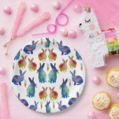 水カラフル色うさぎ ペーパープレート (パーティー)