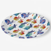 水カラフル色うさぎ ペーパープレート (アングル)