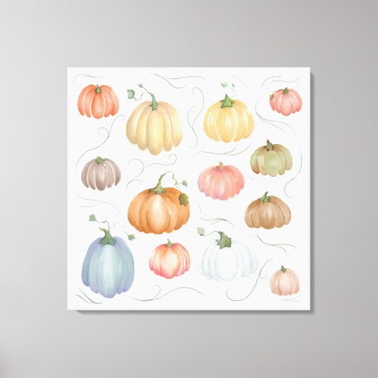水カラフル色かぼちゃパッチ キャンバスプリント (正面)