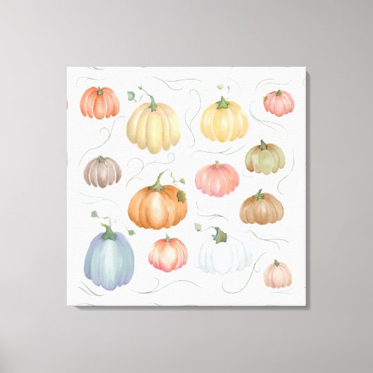 水カラフル色かぼちゃパッチ キャンバスプリント (正面)