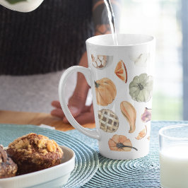 水カラフル色かぼちゃ模様 |秋の雰囲気 カフェラテマグ