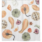 水カラフル色かぼちゃ模様 |秋の雰囲気 シャワーカーテン (正面)