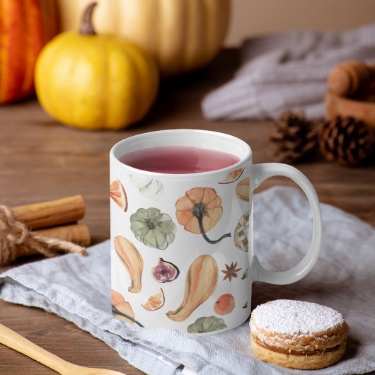 水カラフル色かぼちゃ模様 |秋の雰囲気 ツートーンマグカップ