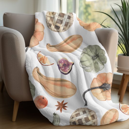 水カラフル色かぼちゃ模様 |秋の雰囲気 フリースブランケット